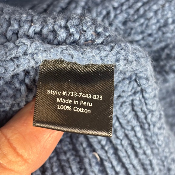 Jenni Kayne Everyday Sweater Blue 100% Cotton Crew Neck Medium Preppy Coastal - Picture 9 of 9